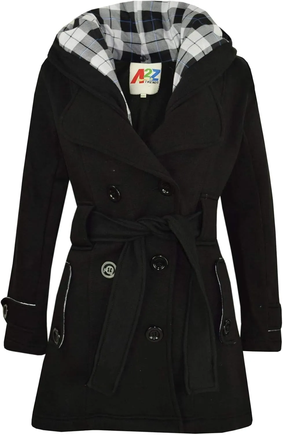 A2Z Kids Girls Overcoat Hooded Trench Coat Padded Oversized Lapels Long Parka Jacket
