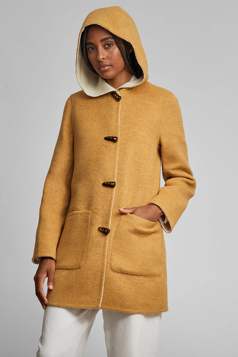 Anastasia Coat Baby Alpaca & Wool Color Senape & Ecru