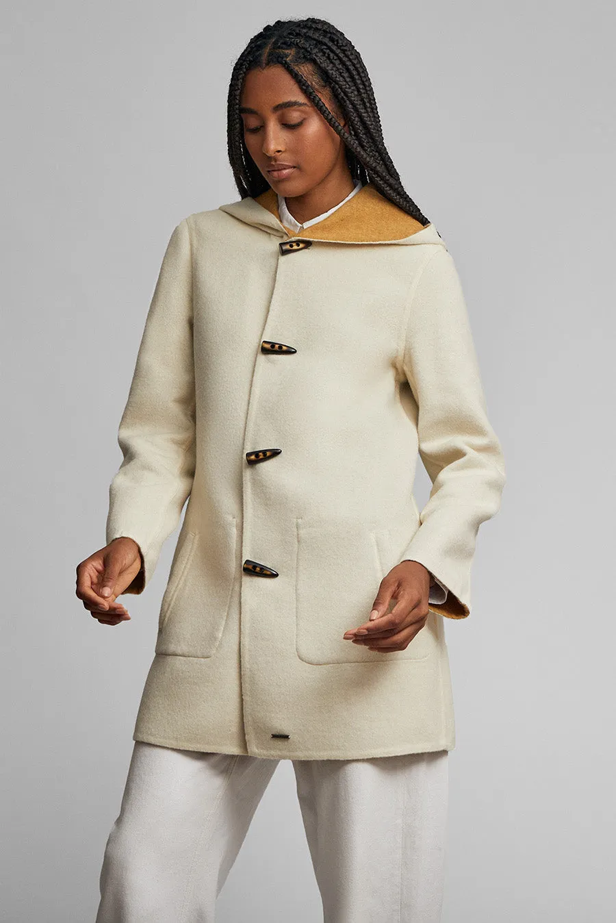 Anastasia Coat Baby Alpaca & Wool Color Senape & Ecru