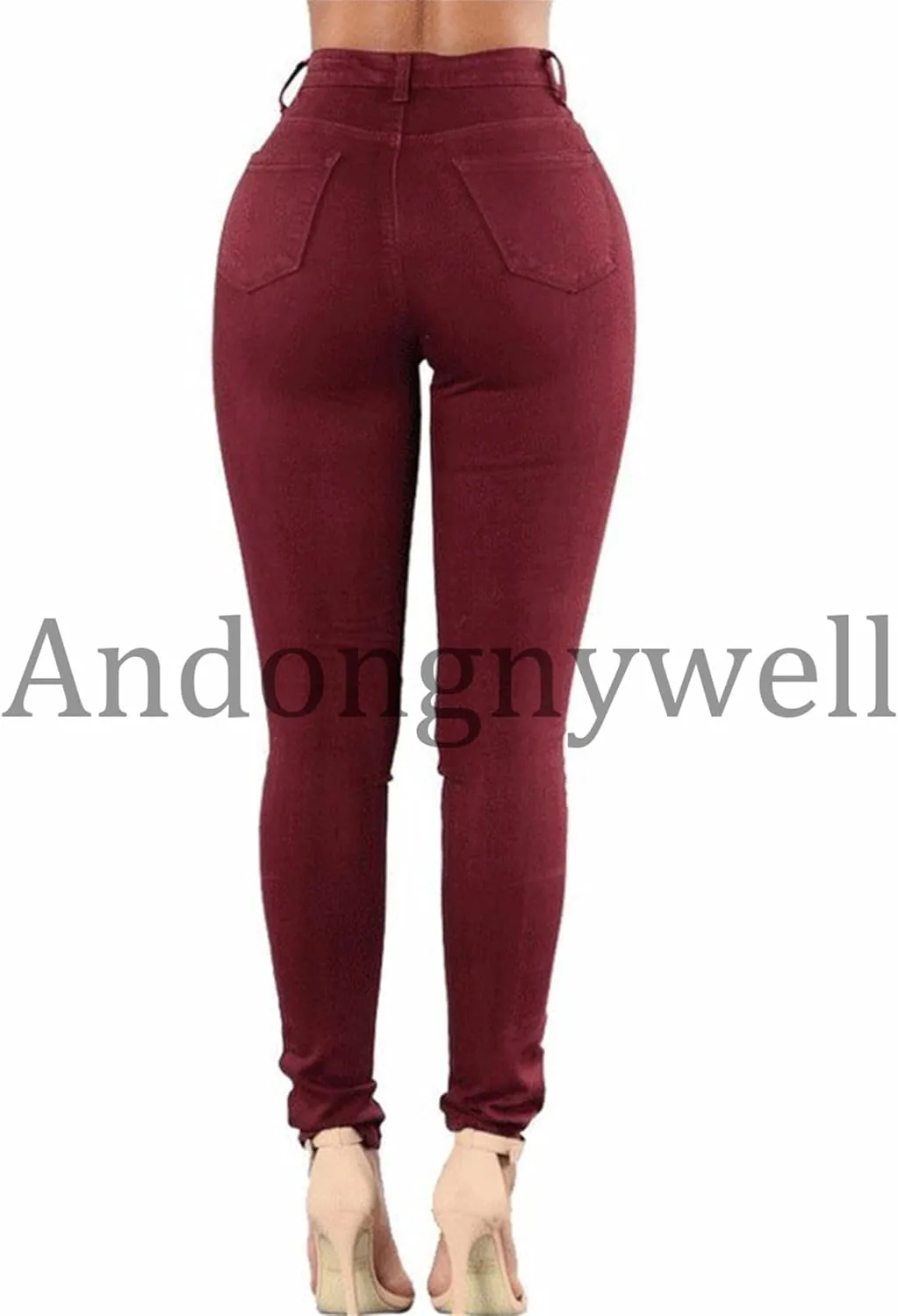 Andongnywell Ripped Jeans for Women High Rise Slim Fit Sexy Skinny Jeans Jegging Stretch Distressed Denim Pants Trousers