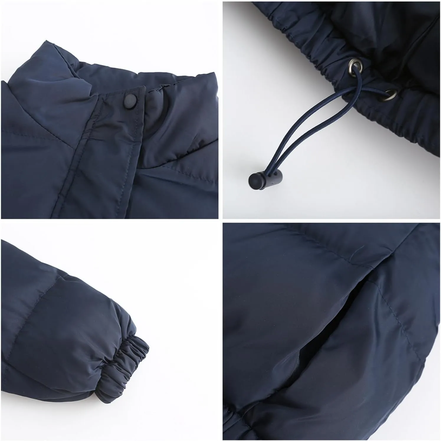 Andongnywell Women's Long Sleeve Zipper Puffer Jacket Winter Quilted Short Down Coat with Pockets Stand-up Collar
