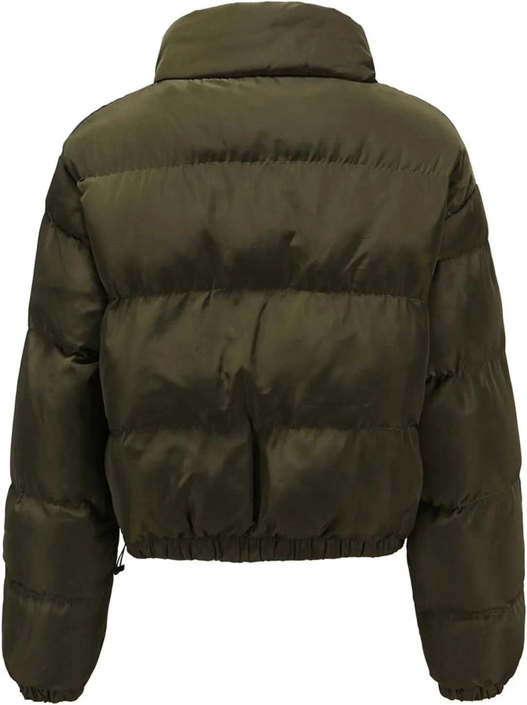 Andongnywell Women's Long Sleeve Zipper Puffer Jacket Winter Quilted Short Down Coat with Pockets Stand-up Collar