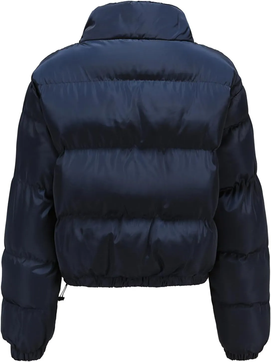 Andongnywell Women's Long Sleeve Zipper Puffer Jacket Winter Quilted Short Down Coat with Pockets Stand-up Collar