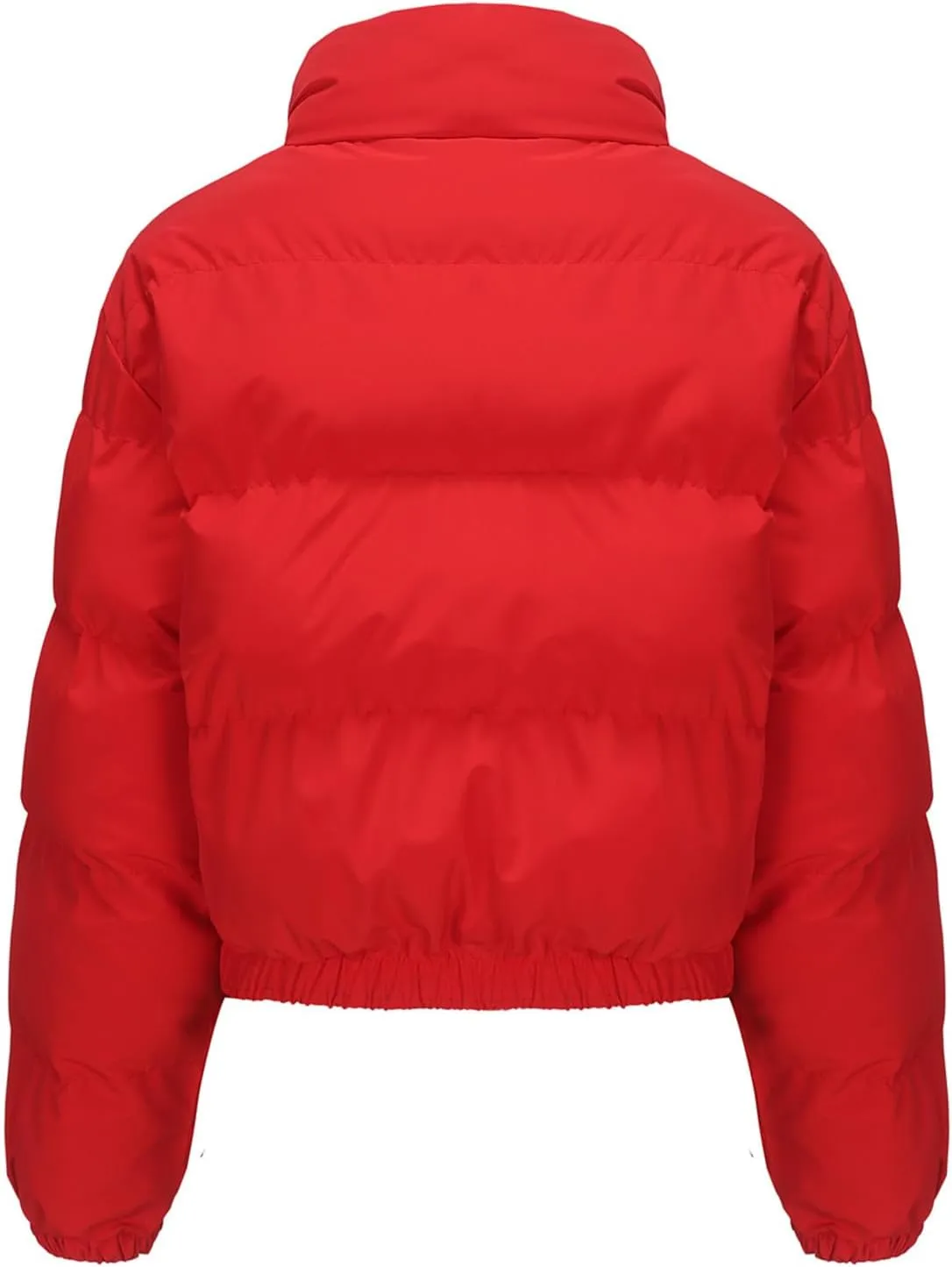 Andongnywell Women's Long Sleeve Zipper Puffer Jacket Winter Quilted Short Down Coat with Pockets Stand-up Collar