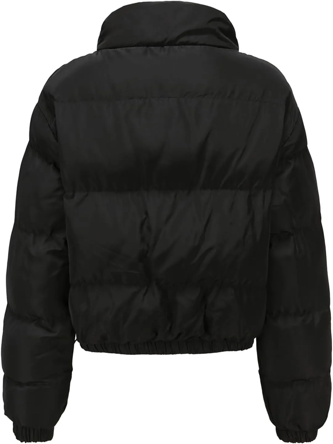 Andongnywell Women's Long Sleeve Zipper Puffer Jacket Winter Quilted Short Down Coat with Pockets Stand-up Collar