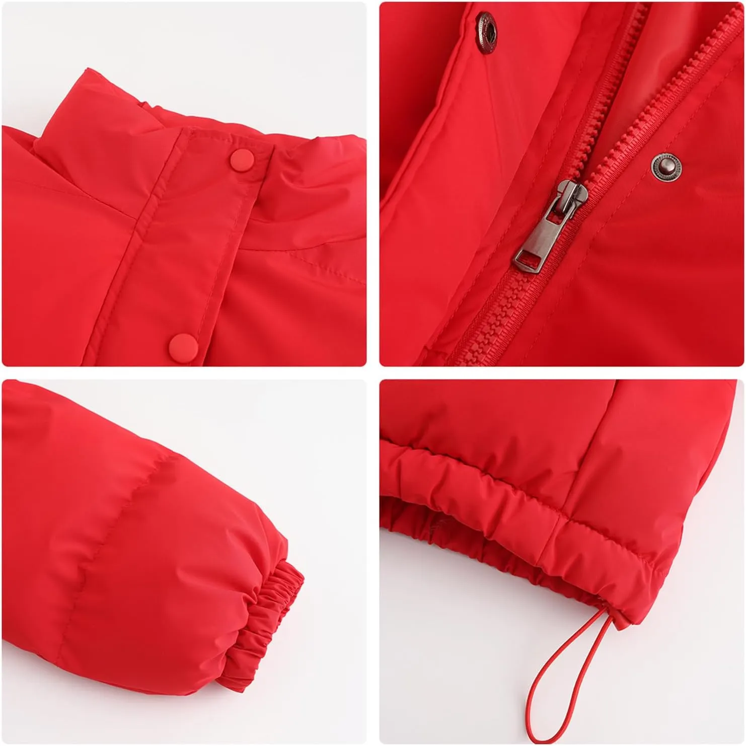 Andongnywell Women's Long Sleeve Zipper Puffer Jacket Winter Quilted Short Down Coat with Pockets Stand-up Collar