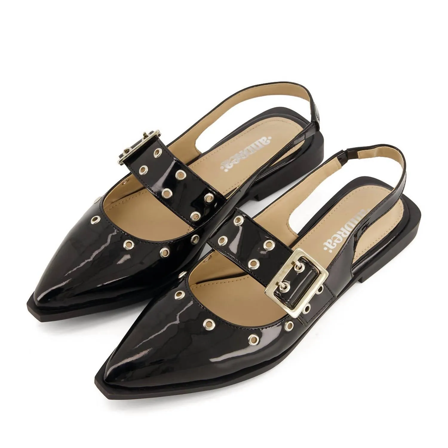 Andrea - Women's Slingback Flats Wide Buckle