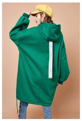 ARTKA OVERSIZED RIBBED CUFF LONG LINE HOODIE