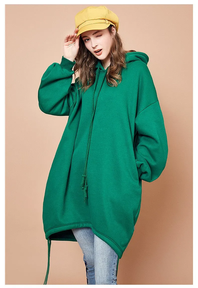 ARTKA OVERSIZED RIBBED CUFF LONG LINE HOODIE