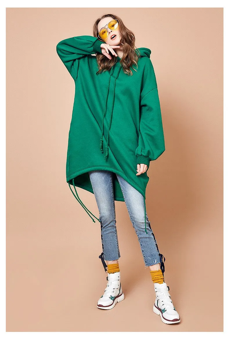 ARTKA OVERSIZED RIBBED CUFF LONG LINE HOODIE