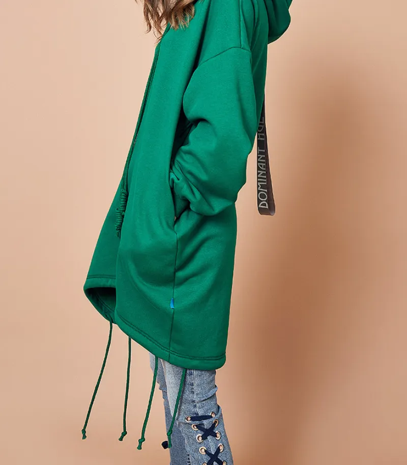 ARTKA OVERSIZED RIBBED CUFF LONG LINE HOODIE