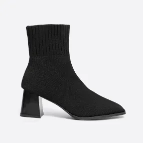 binfenxie- Square Toe Block Heeled Ankle Boots