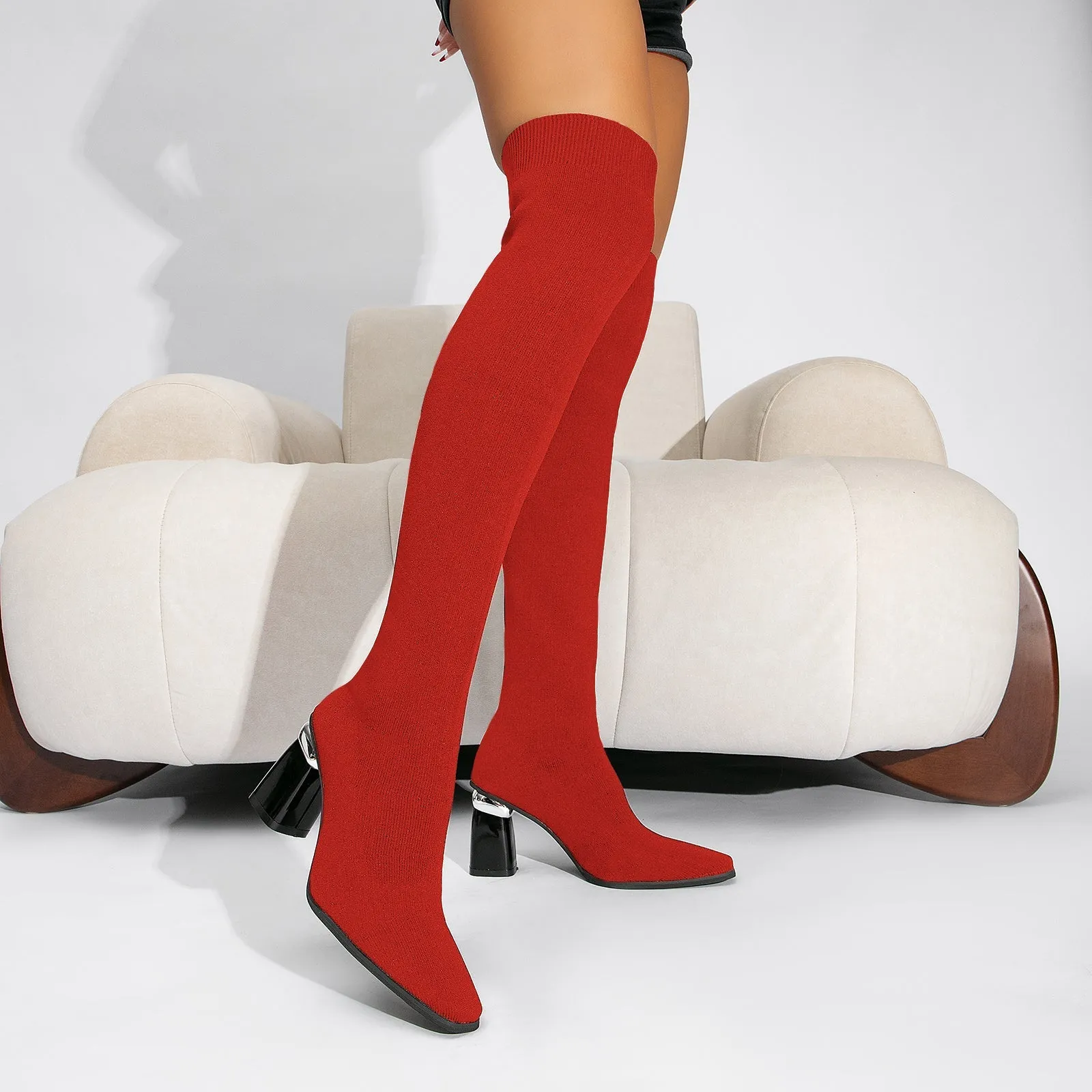 binfenxie- Women Minimalist Over Knee Boots