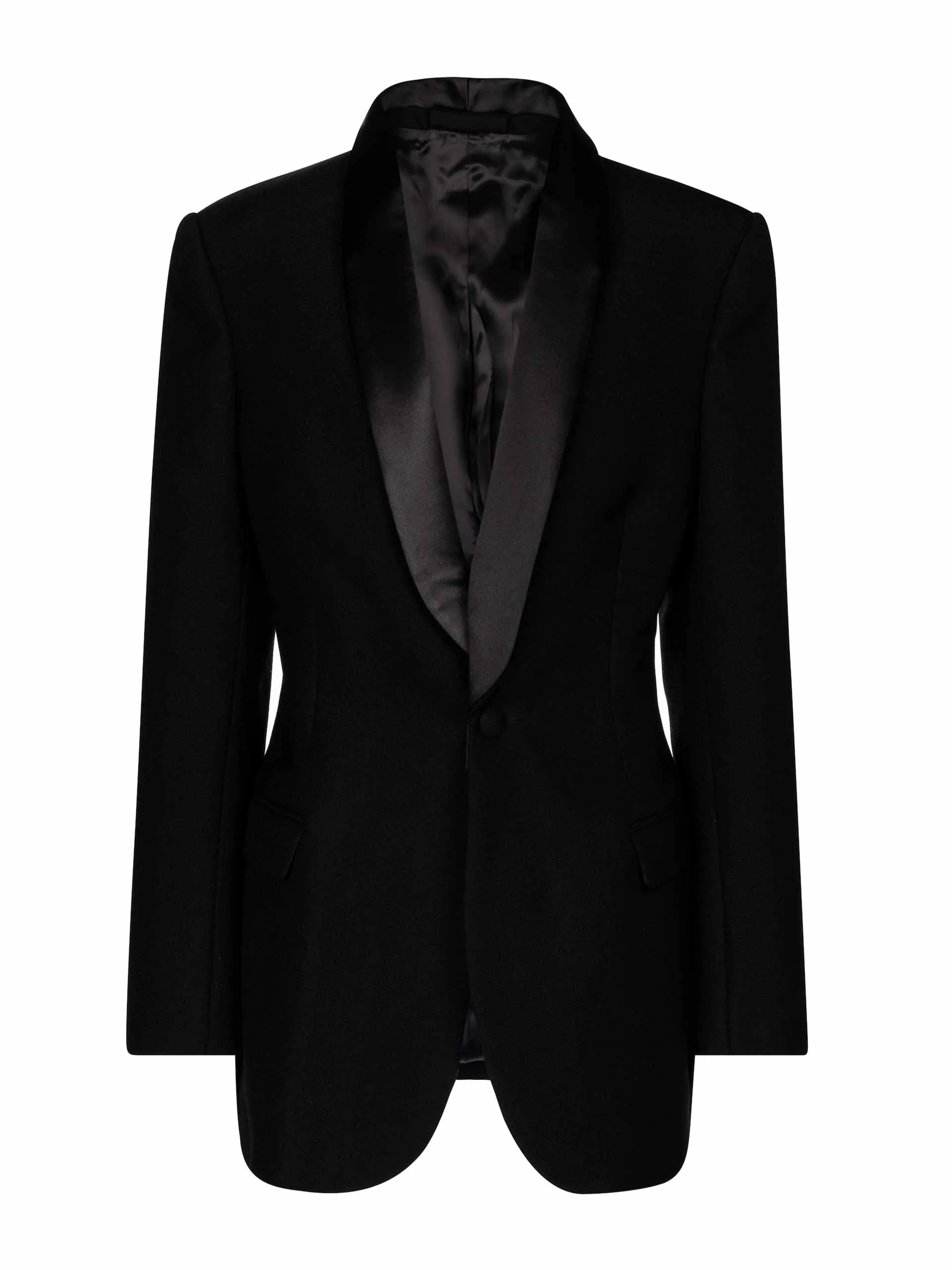Black wool tuxedo blazer