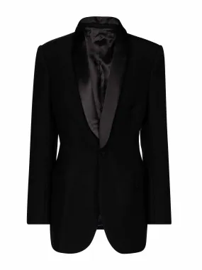 Black wool tuxedo blazer
