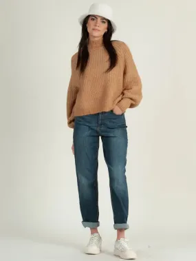 Bubble Sleeve Sweater in Camel