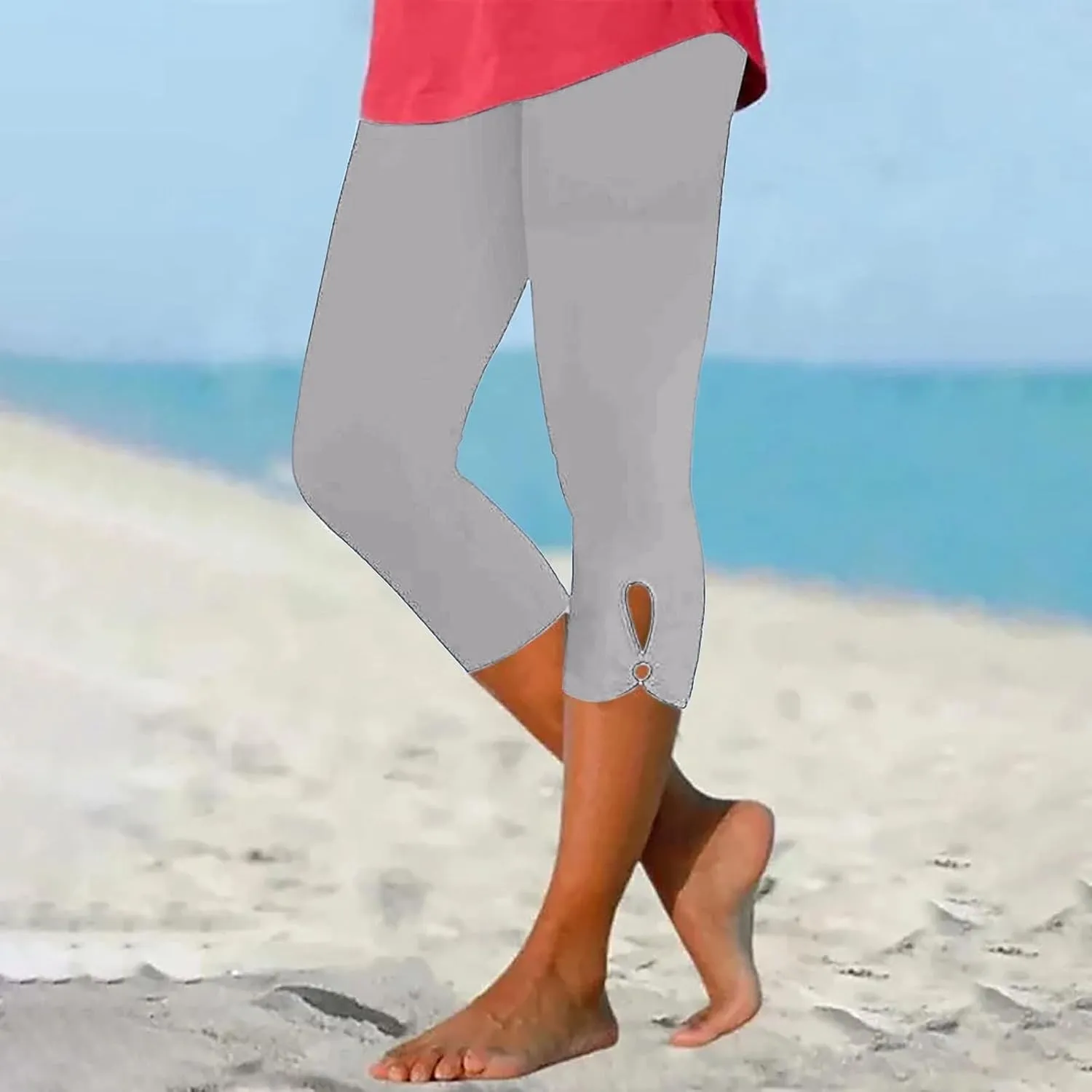 Capri Leggings for Women 2025 Summer Cropped Pants High Waist Yoga Capris Stretchy Workout Leggings Compression Pants