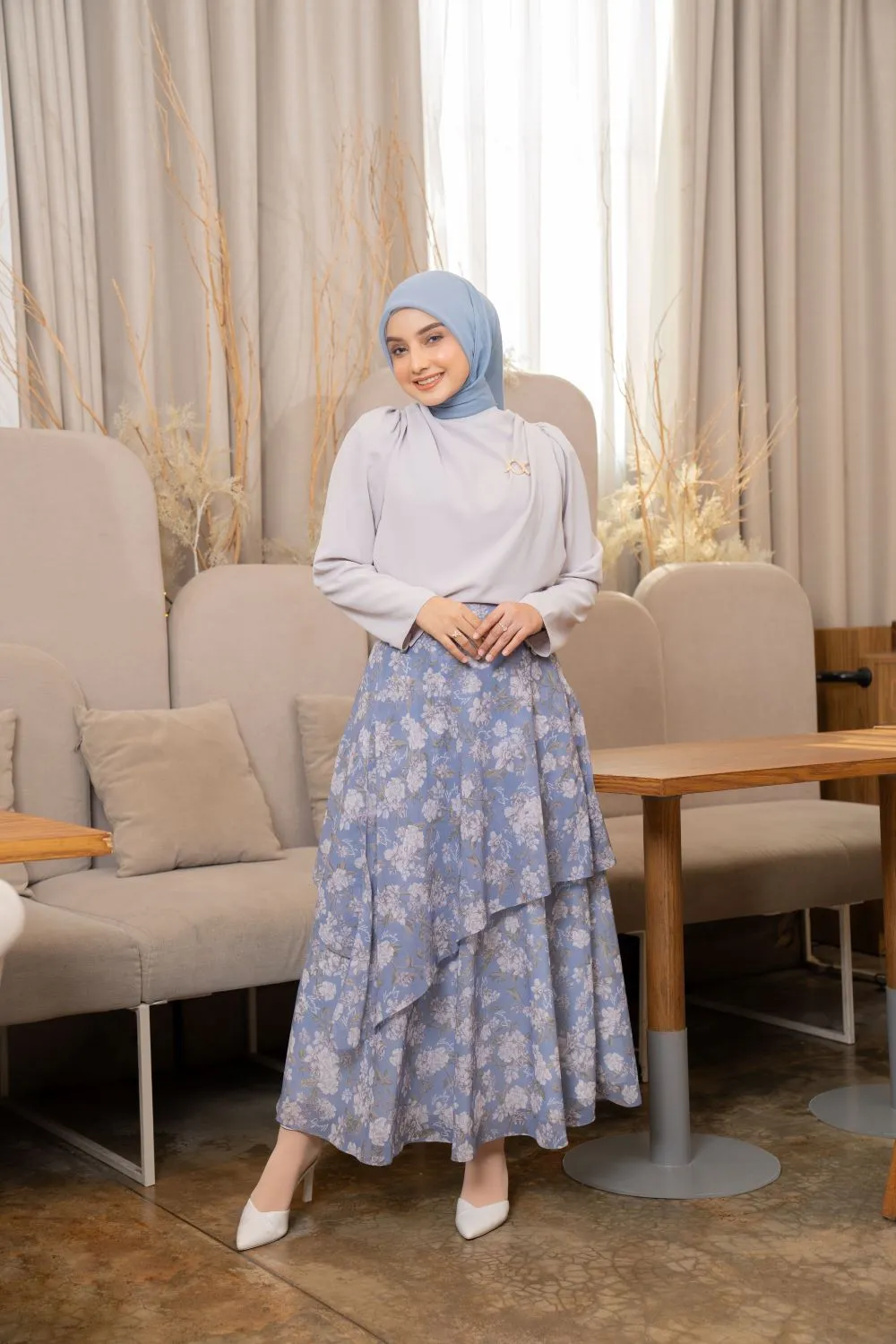 Chana Blouse & Tantina Skirt Set Glacier Gray