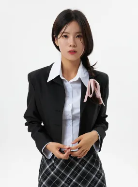 Collarless Crop Blazer OS319