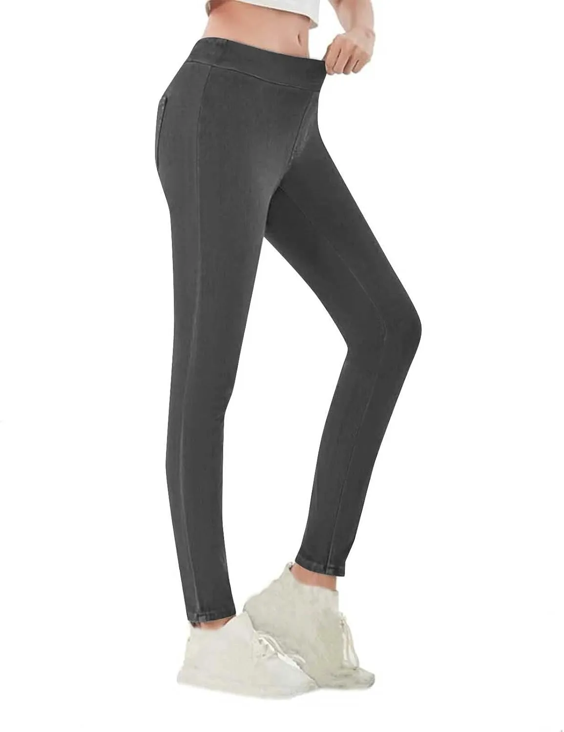 Compression Leggings for Women Trendy Jean High Waisted Plus Size Leggings with Pockets Casual Soft Stretchy Pants