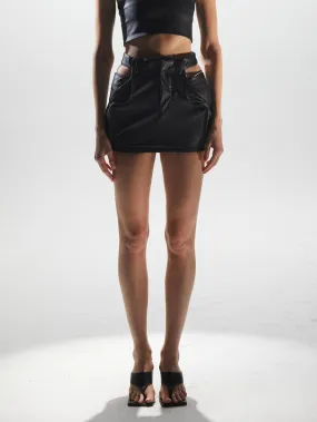 CUTOUT STRUCTURED LEATHER SKIRT