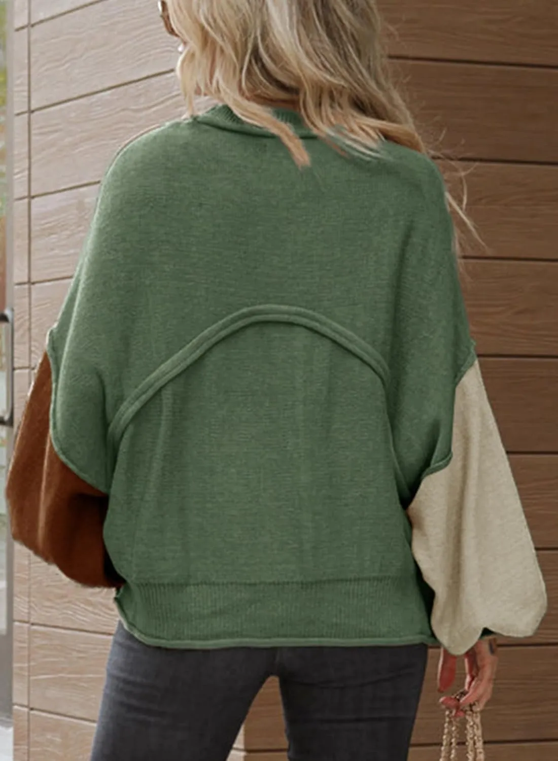 Dokotoo Women's Sweater 2024 Fall Winter Long Sleeve Casual Tops Ribbed Hem Knitwear Lantern Pullover Sweater