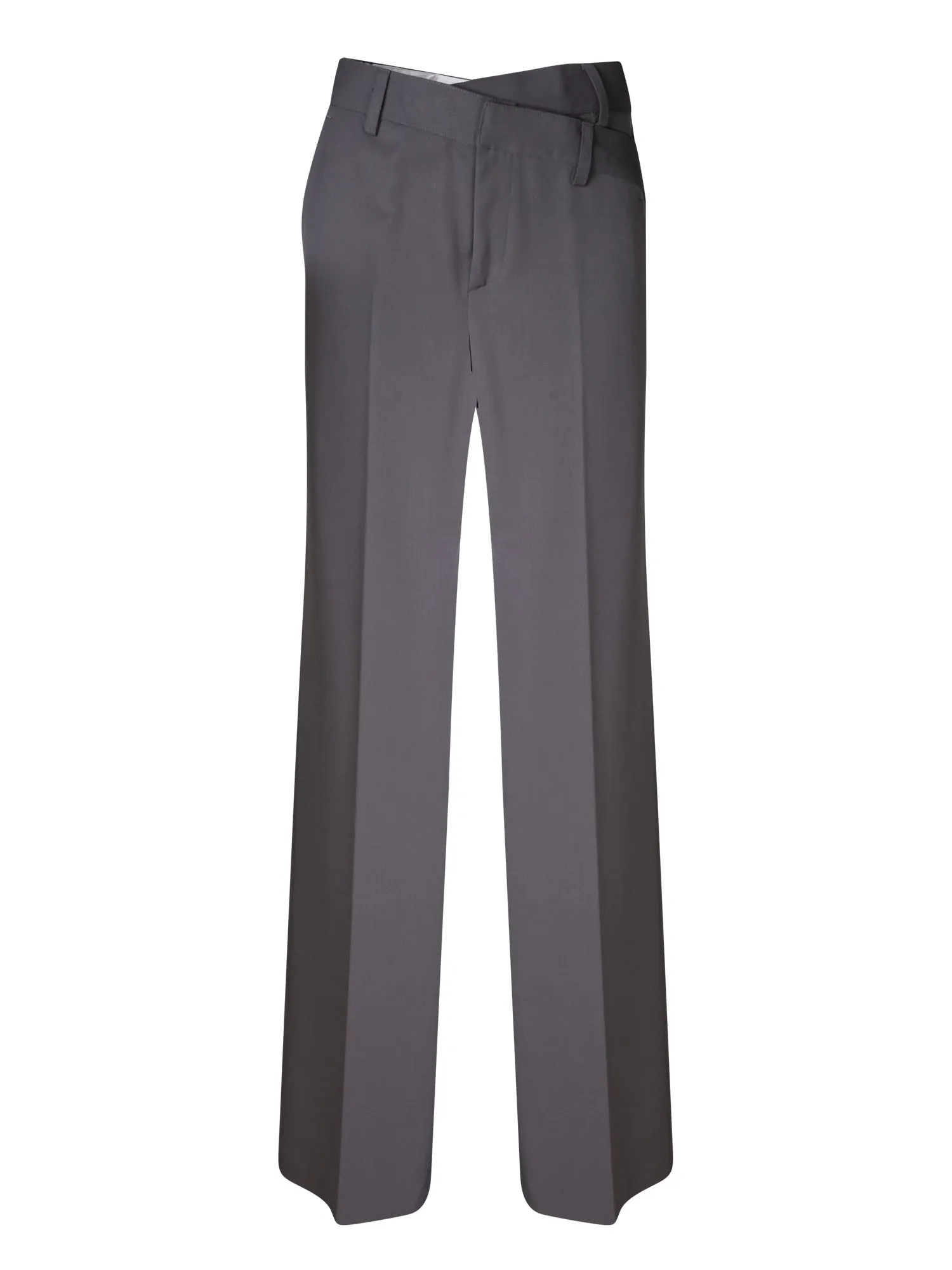 Double Belt Wool Grey Trousers