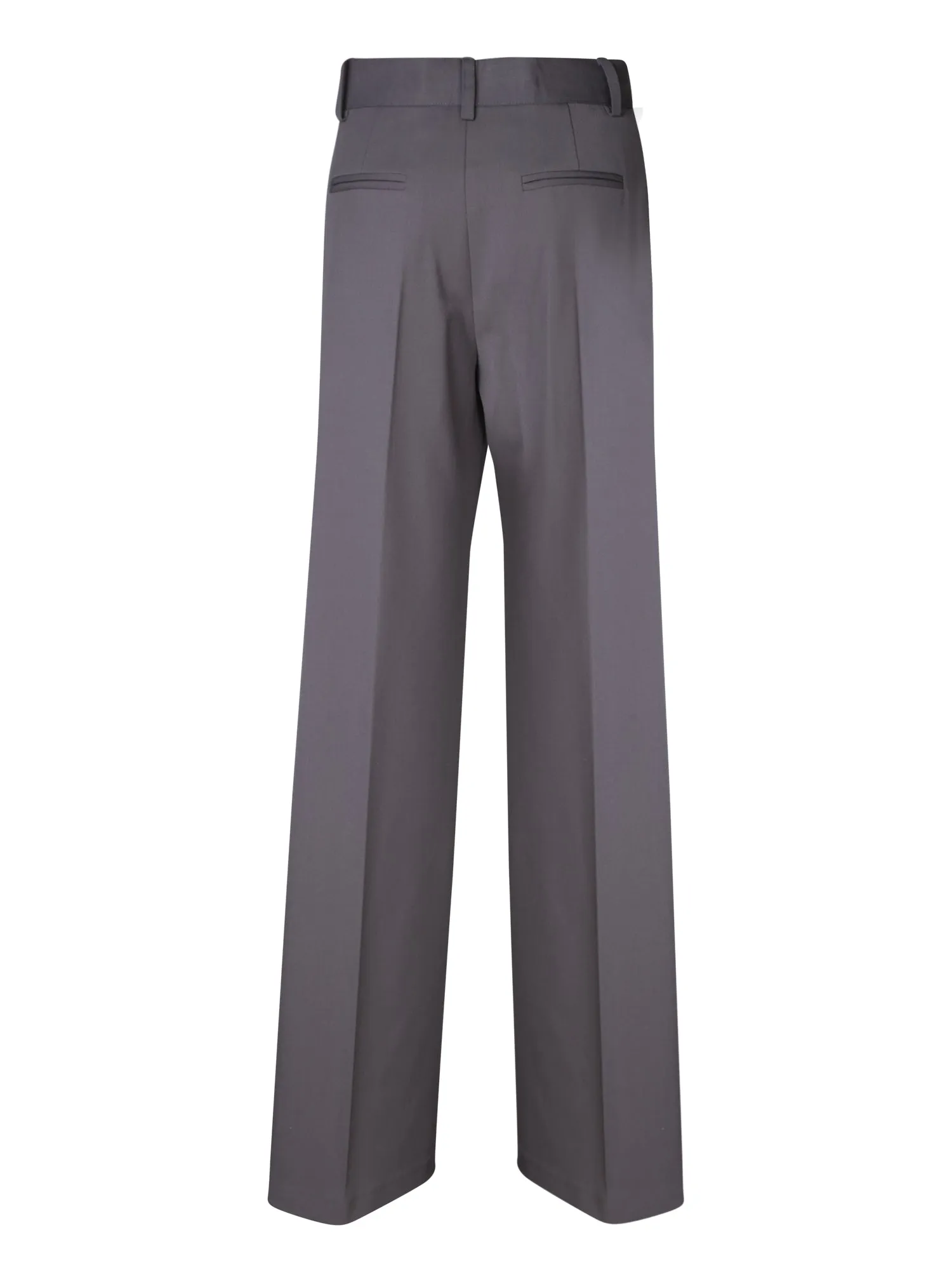Double Belt Wool Grey Trousers