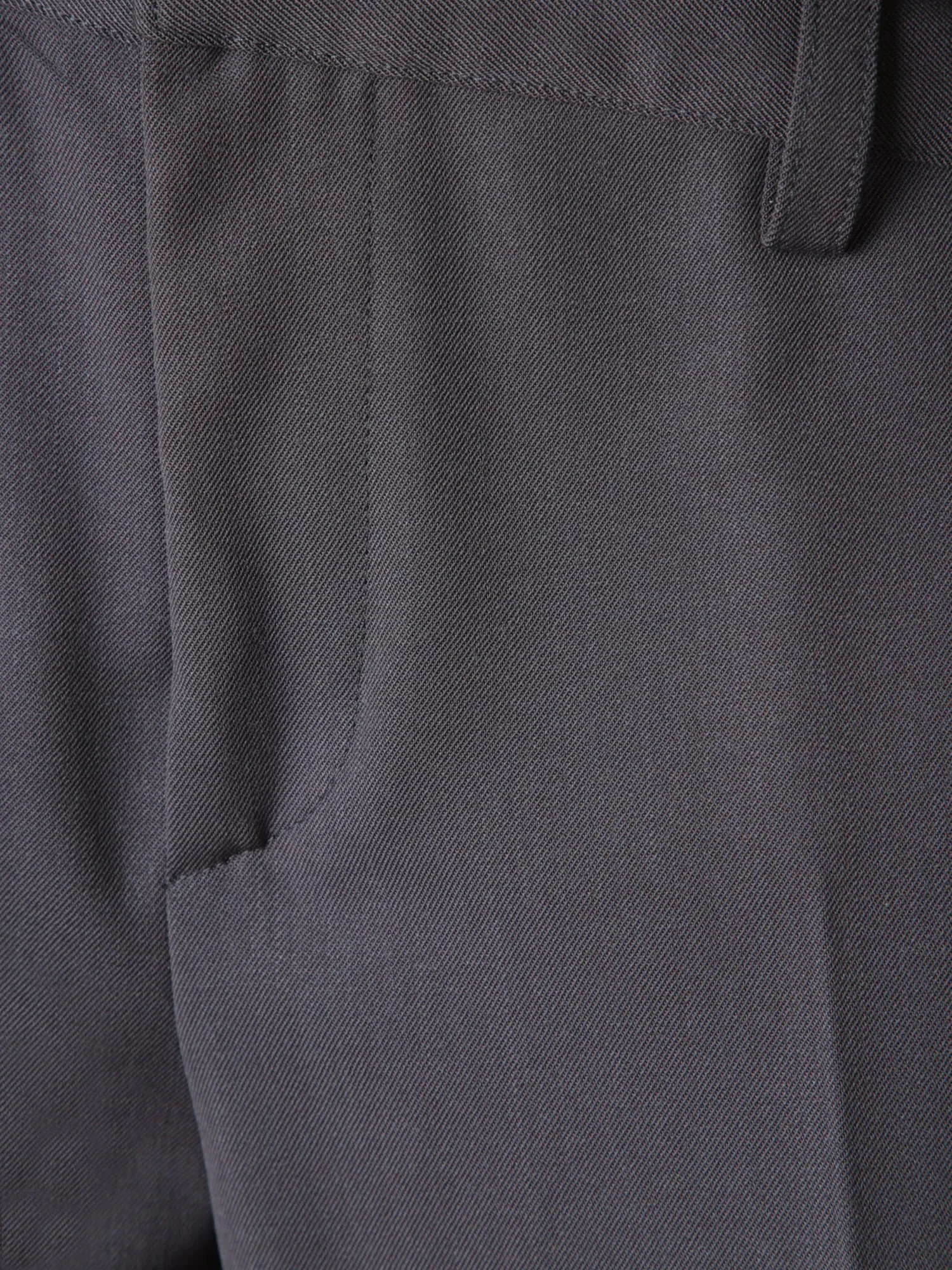 Double Belt Wool Grey Trousers
