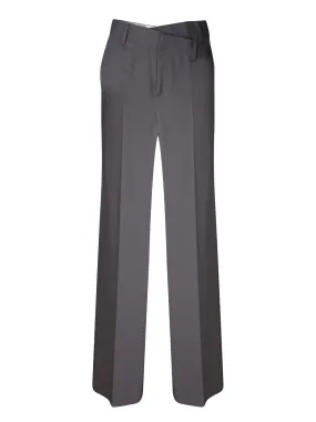 Double Belt Wool Grey Trousers