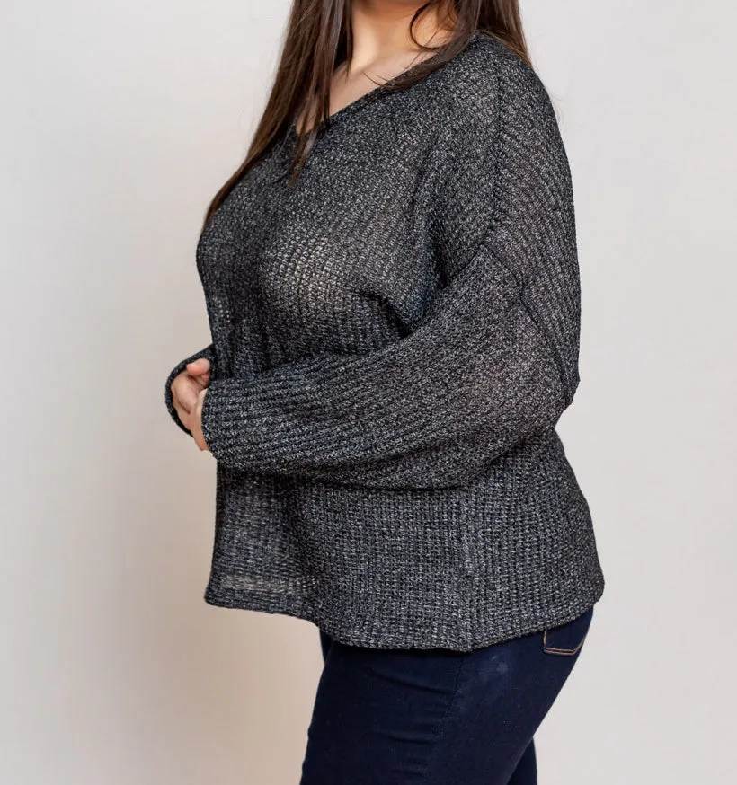 Dream Come True Relaxed Sweater in Charcoal PLUS