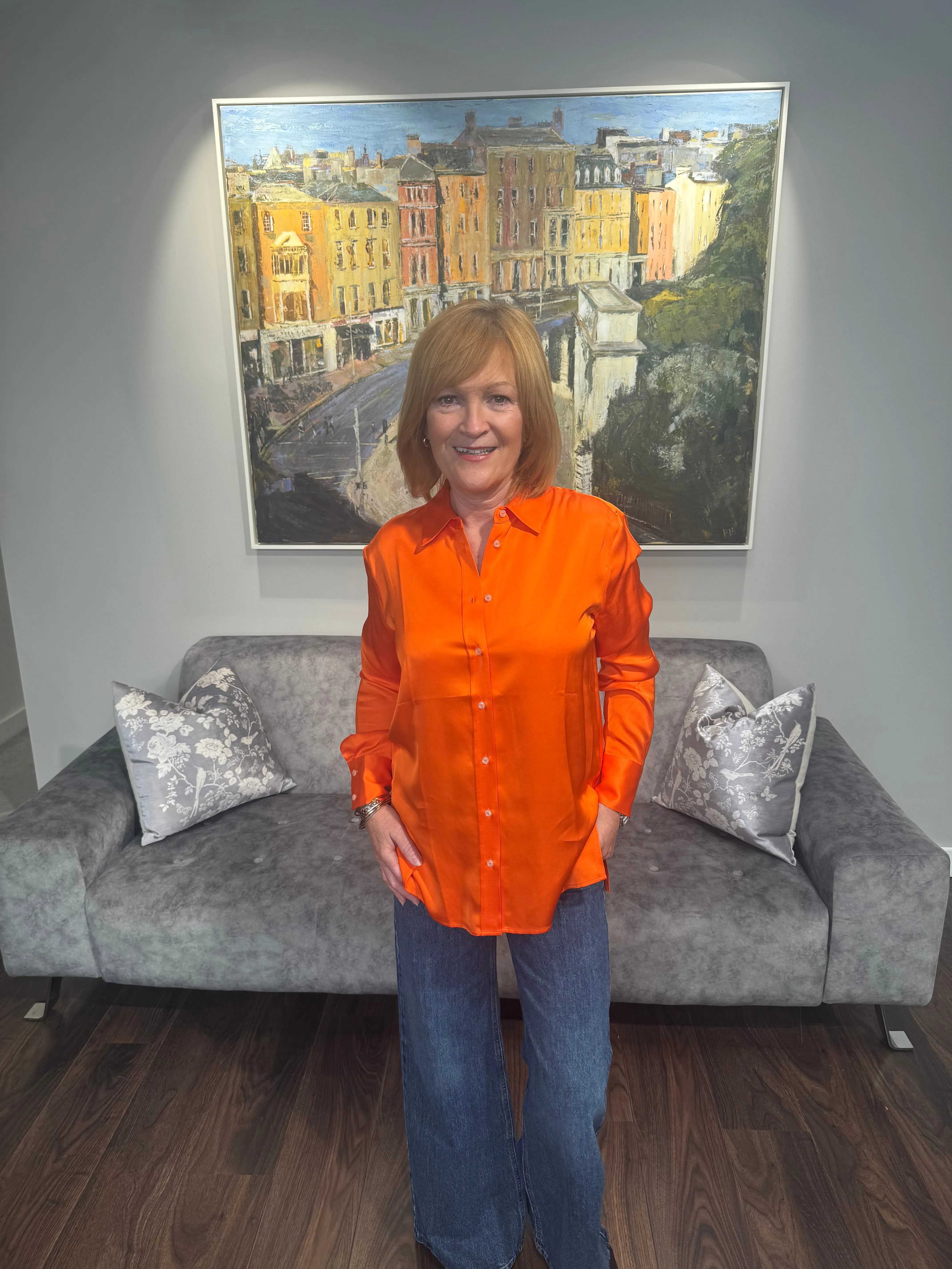 EMILY Orange Silky Blouse