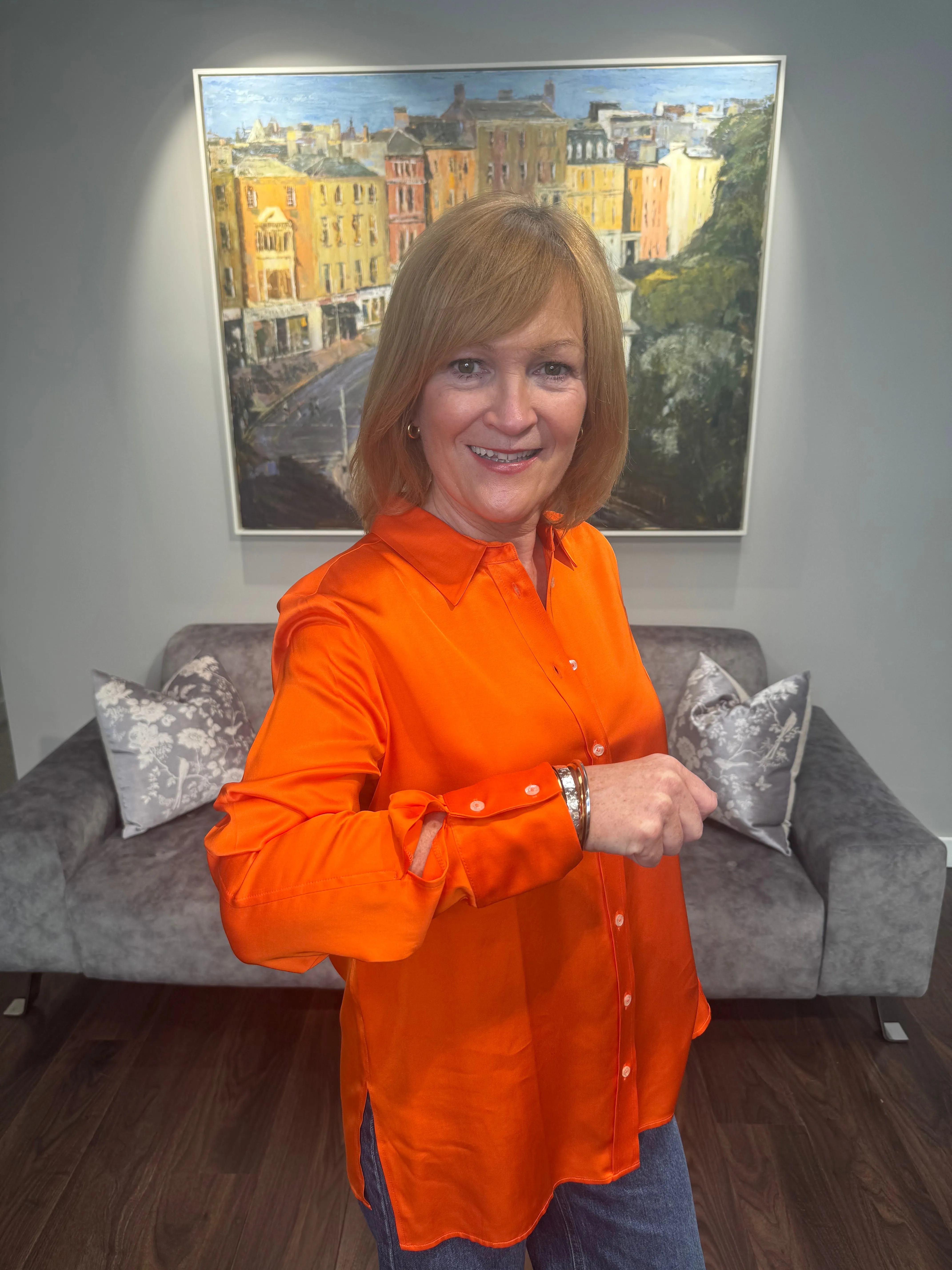 EMILY Orange Silky Blouse