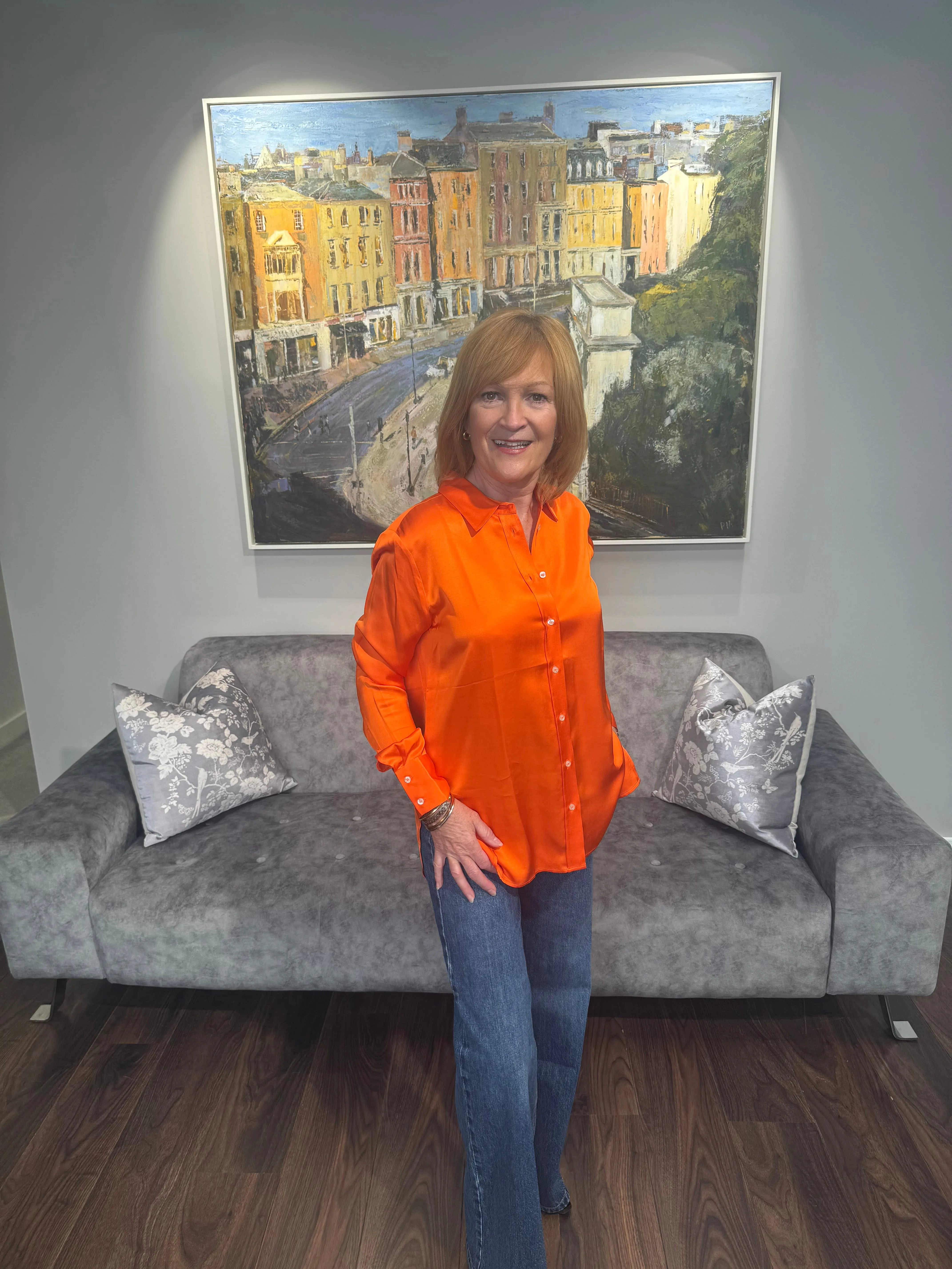 EMILY Orange Silky Blouse