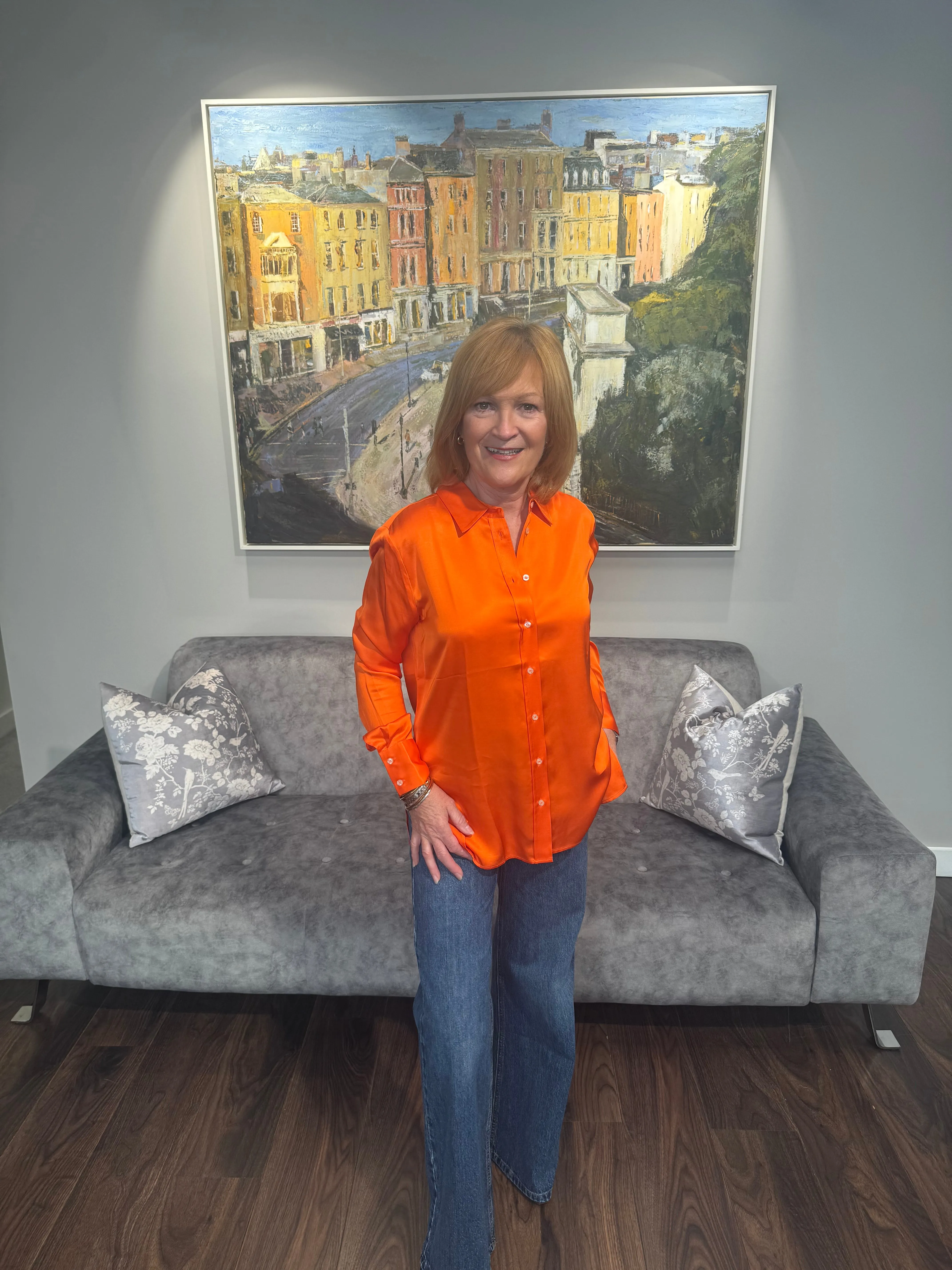 EMILY Orange Silky Blouse