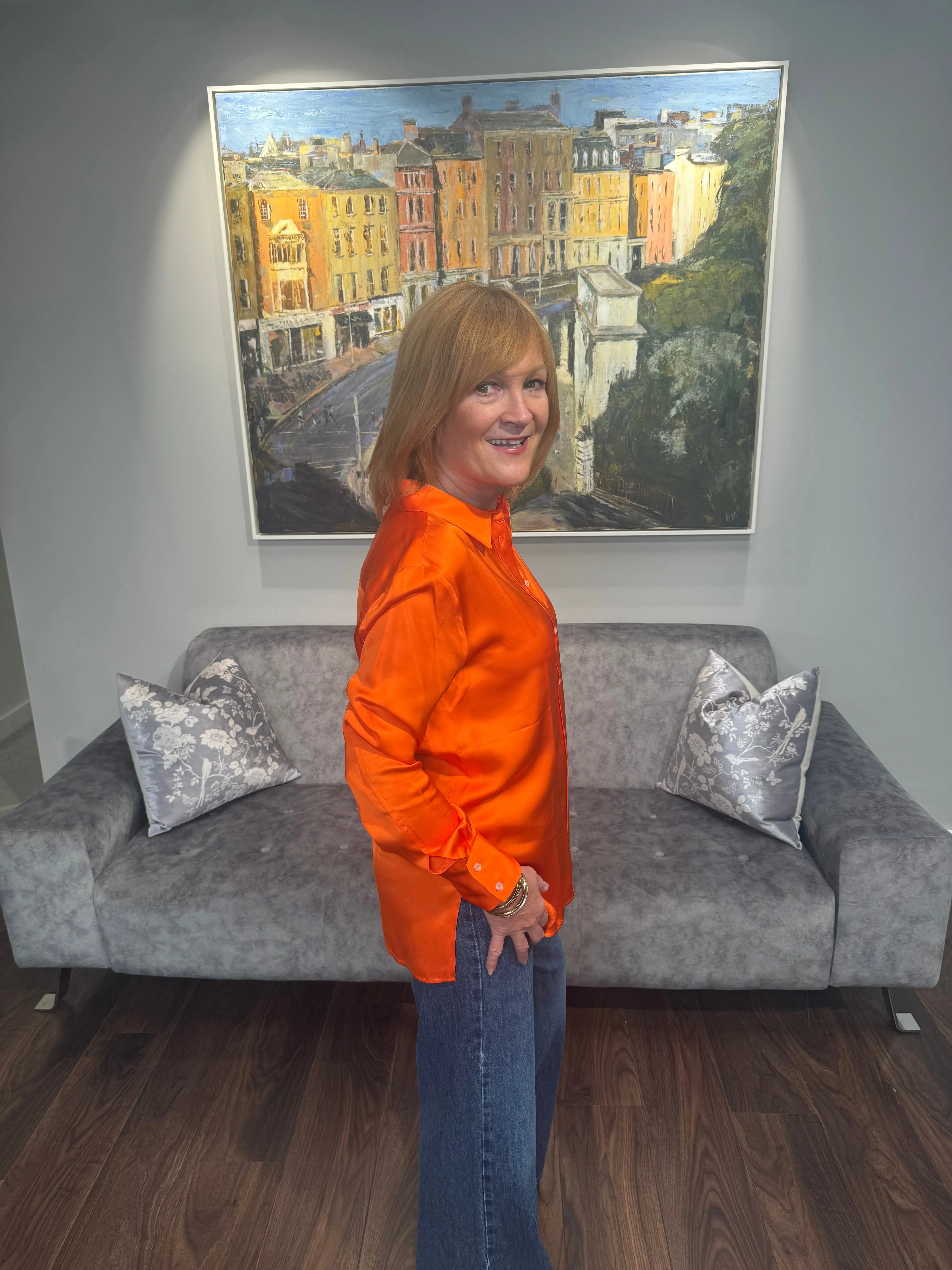 EMILY Orange Silky Blouse