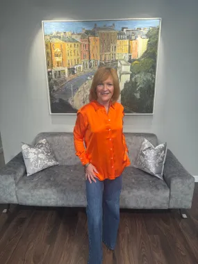 EMILY Orange Silky Blouse