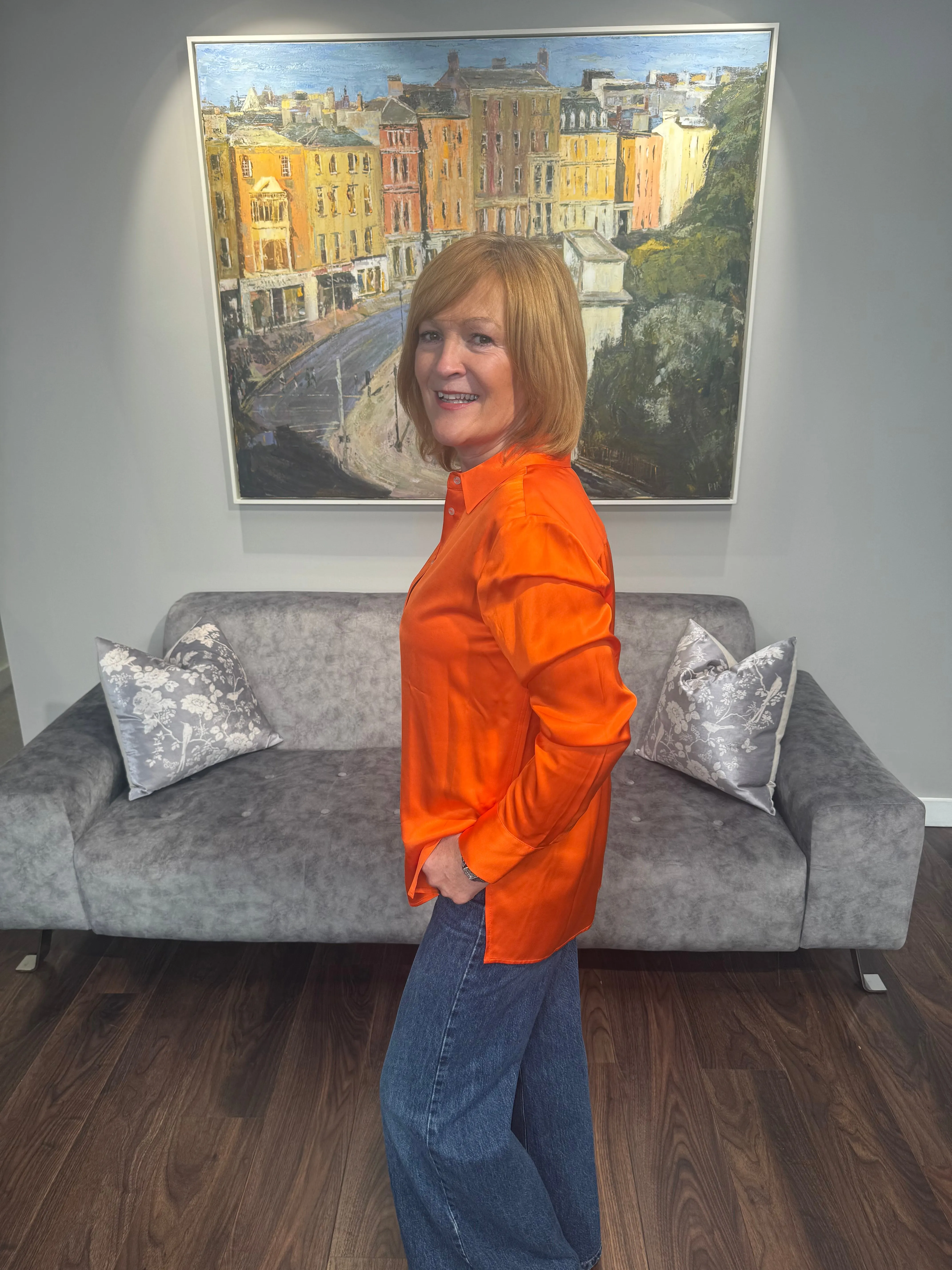 EMILY Orange Silky Blouse