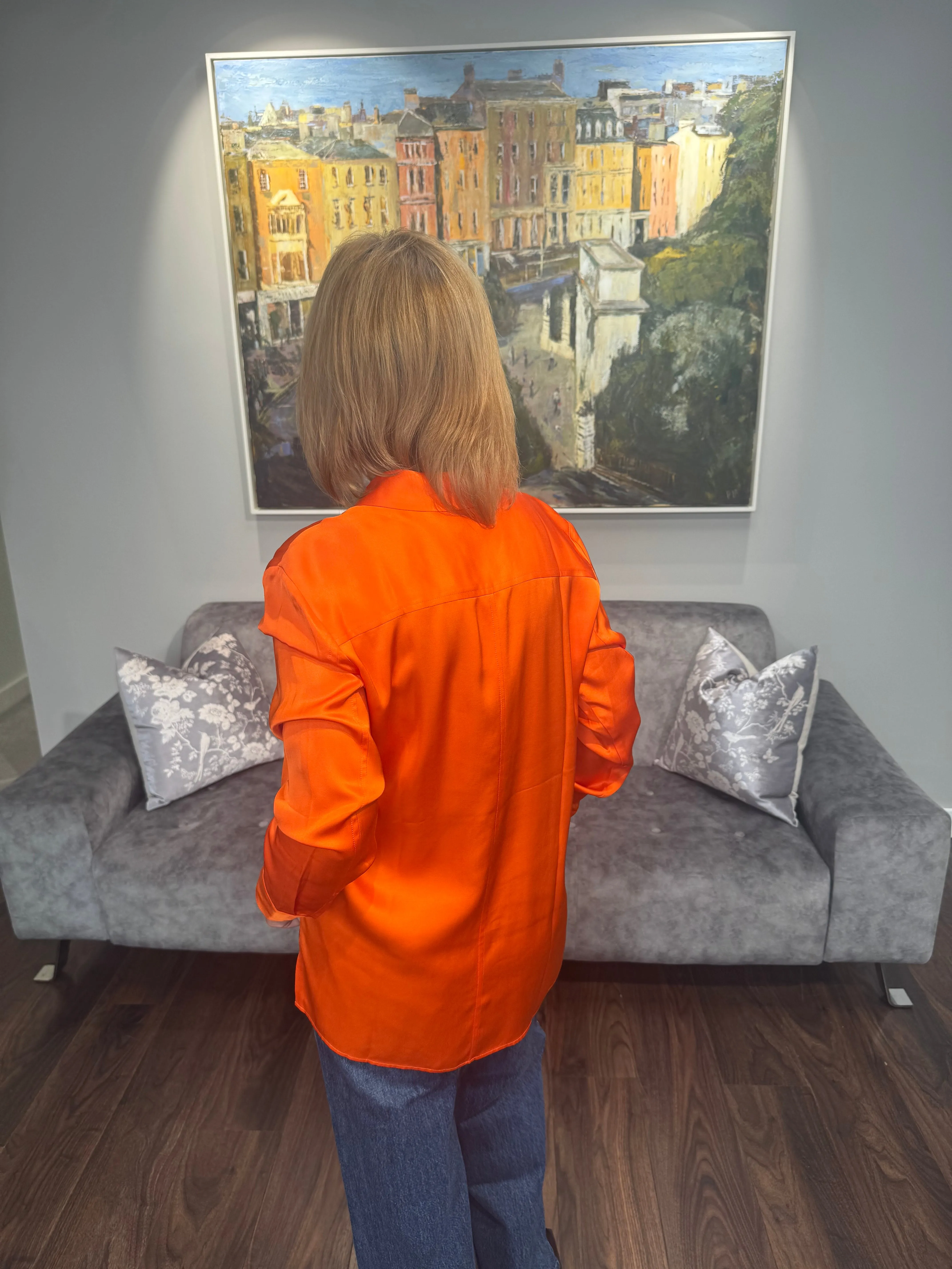 EMILY Orange Silky Blouse