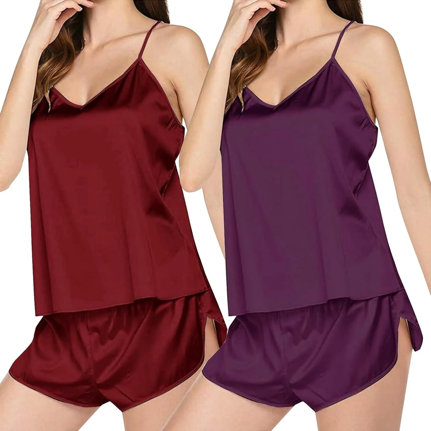 Fall Clothing Pajamas Set V Neck Lace Camisole Undershirt Sleeveless Shorts Women's Trendy Outfits For Women 2024