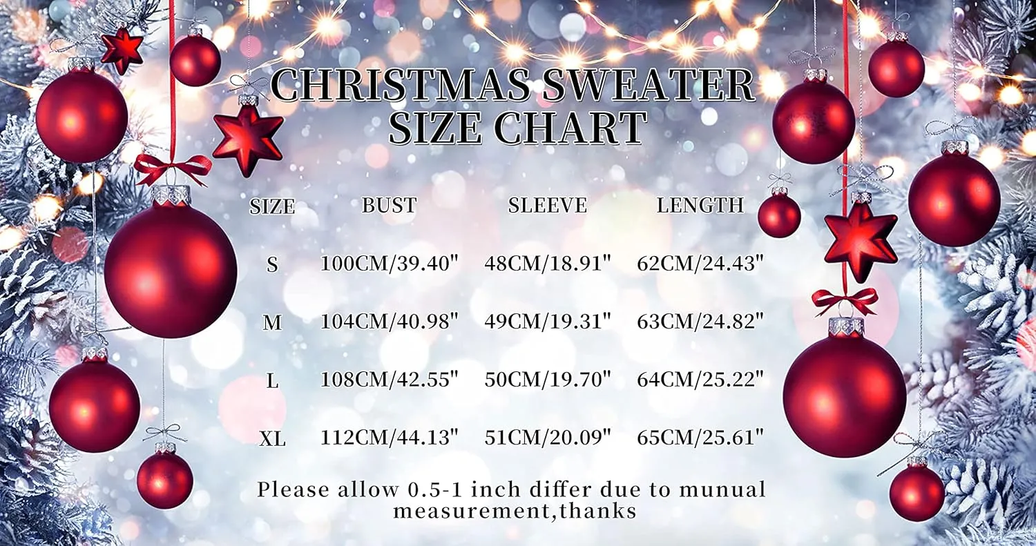 FLOYU Women Christmas Sweater Reindeer Knit Sweater Christmas Sweater New Year Crew Neck Knit Christmas Pullover