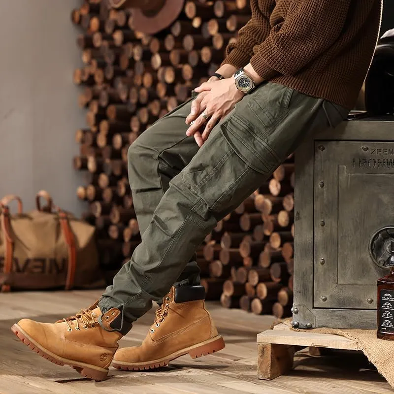 G-STONE Men's Cargo Pants Large Pocket Cinched Drawstring Legs Fashion Relaxed Fit Hiking Trousers Outdoor Stretch Pant