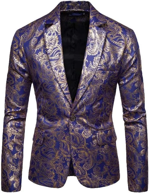 Glossy Gold Stamping Sequins Blazer Masculino Slim Fit Men Suit Jacket Stage Singer Performance Blazers