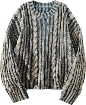 GORGLITTER Men's Crew Neck Long Sleeve Sweaters Tops Graphic Fall Knit Top 2024 Fashion Outfits