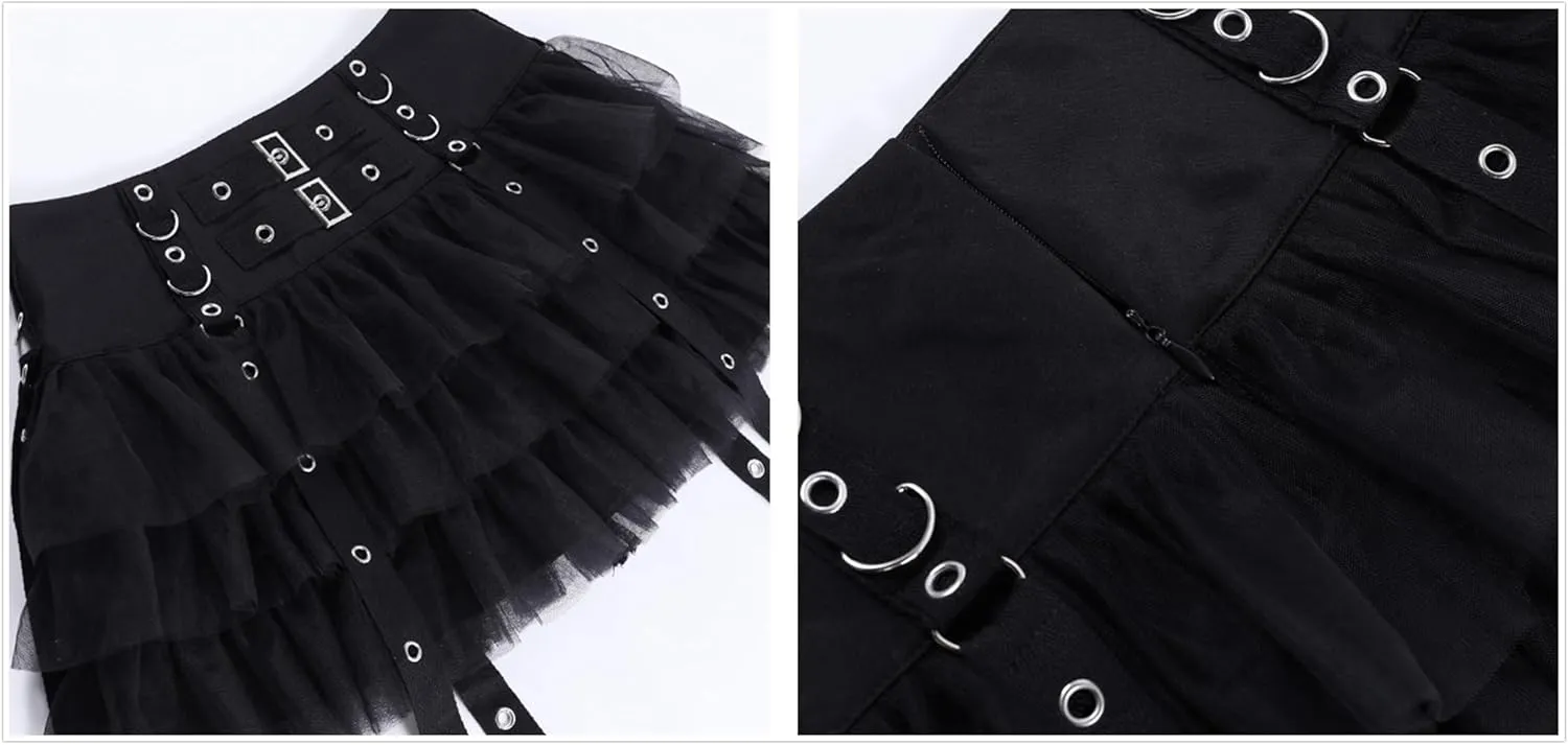 Goth Skirt Women Punk Emo Y2K Harajuku Preppy Vintage Rave Grunge Alt