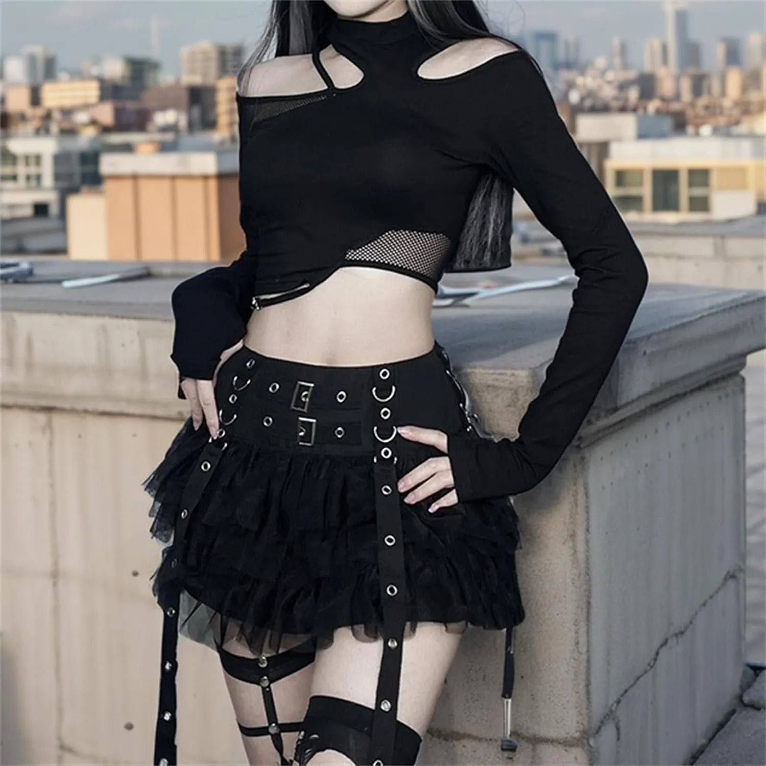 Goth Skirt Women Punk Emo Y2K Harajuku Preppy Vintage Rave Grunge Alt