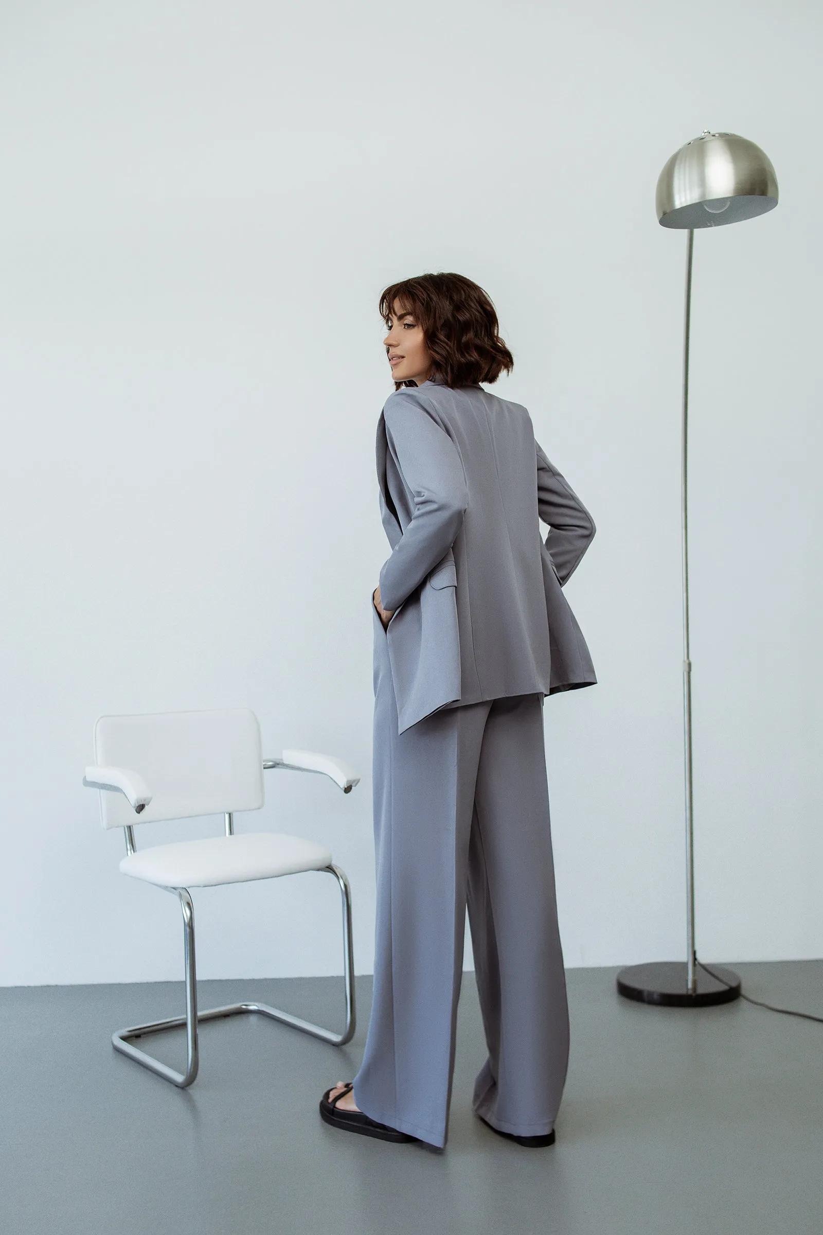 Grey Single-Breasted Suits 2-Piece