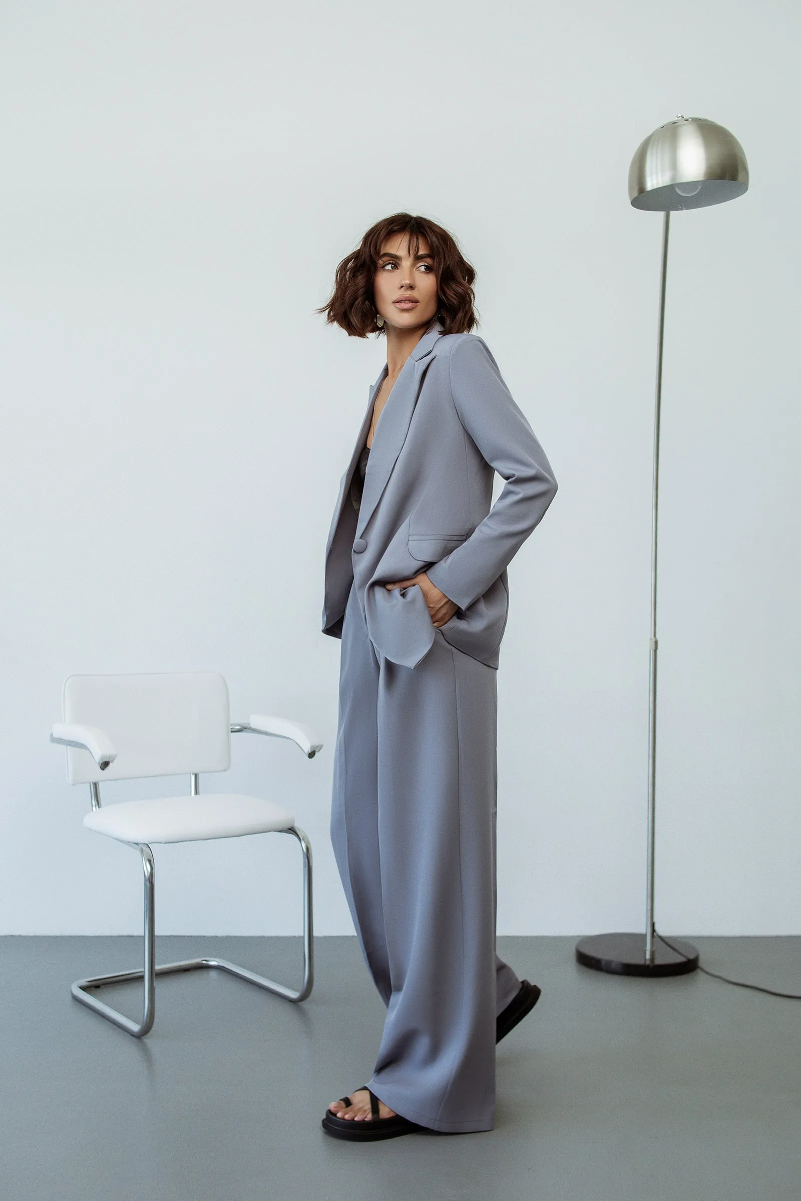 Grey Single-Breasted Suits 2-Piece