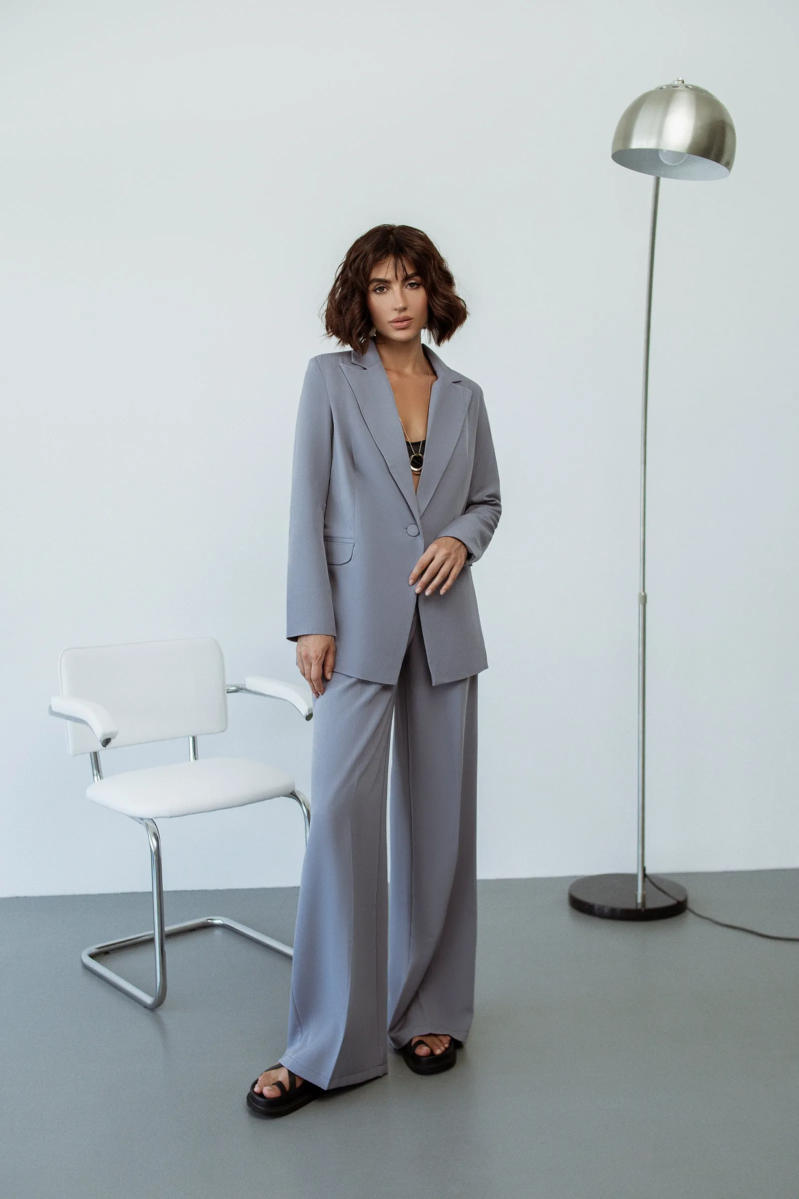 Grey Single-Breasted Suits 2-Piece