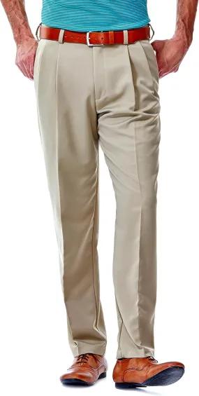 Haggar Men's Cool 18 Hidden Expandable Waist Pleat Front Pant-Regular and Big & Tall Sizes